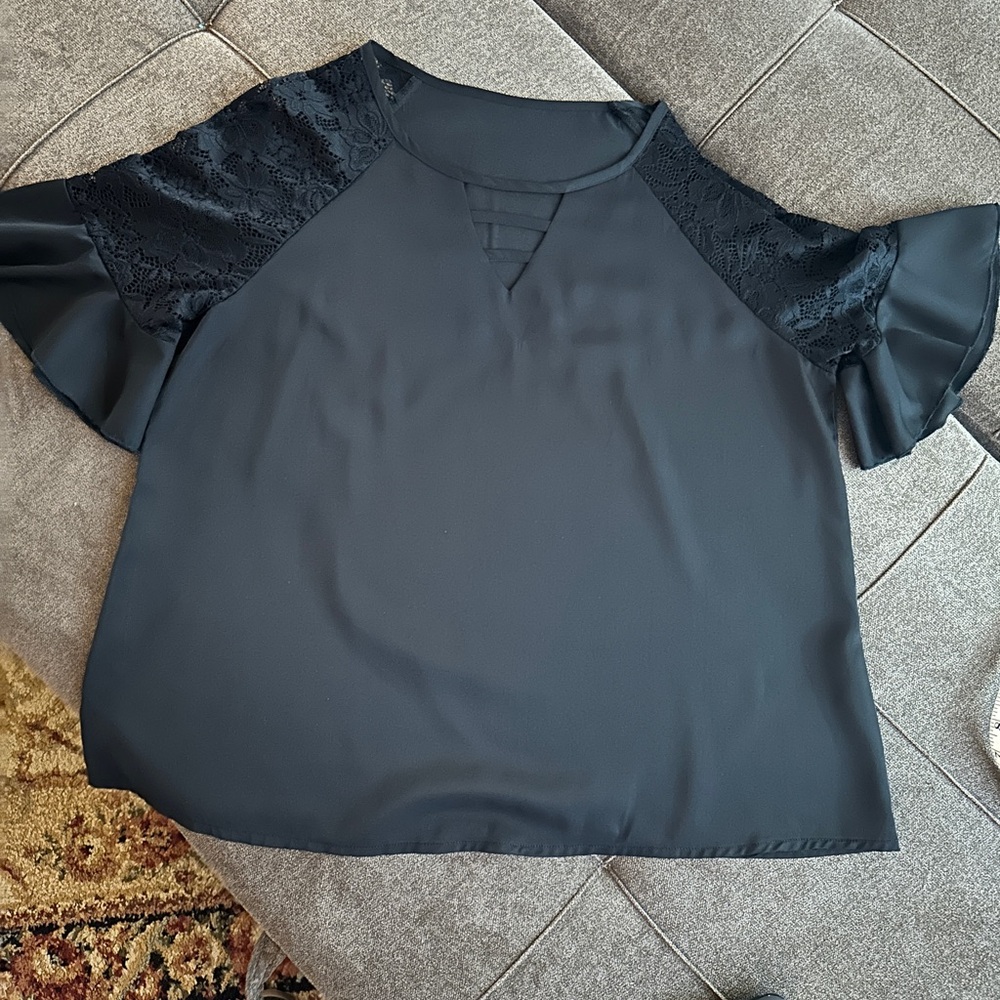 Elegant Black Lace Sleeve Women's Top from SHEIN NWOT